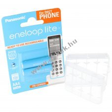 Panasonic eneloop lite BK-4LCCE/2DE Micro akku 1,2V 600mAh 2db/csomag AccuSafe t�rol�doboz NiMH