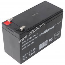 Multipower MP7-12B 12V 7Ah akku 6,3mm Faston AGM �lom-zsel�s