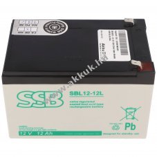 SSB SB12-12L 12V 12Ah AGM �lom akku 6,3mm Faston