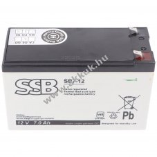SSB SBV7-12 12V 7Ah 4,8mm Faston �lom akku AGM