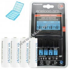 Panasonic eneloop t�lt� BQ-CC65 LCD-kijelz�vel 4db AA NiMH elemmel csomag