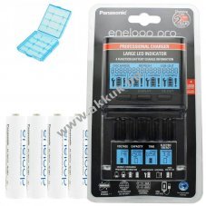 Panasonic eneloop t�lt� BQ-CC65 LCD kijelz�vel �s 4db AAA (mikroelem)