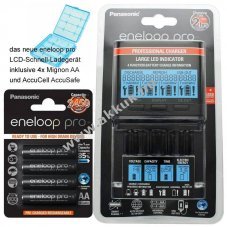 Panasonic eneloop BQ-CC65 t�lt� LCD kijelz�vel 4db eneloop Pro AA NiMH akkumul�torral