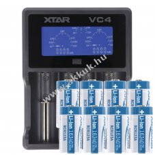 Helyettes�t� akku CR123A 3,7V 850mAh 8db/csomag + LCD gyors t�lt� Li-Ion