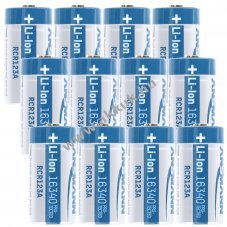 Helyettes�t� akku CR123A 3,7V 850mAh 12db/csomag 3db akkutart� Li-ion