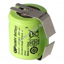 GP NiMH akku 1,2V 250mAh 1/3 AA Mignon U-form�s forraszt�f�l