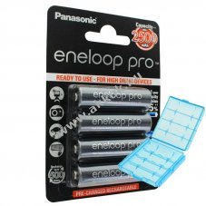 Panasonic eneloop Pro HR-3UWX AA Mignon ceruza akku 1.2V 2500mAh 4db/csomag + akkubox NiMH