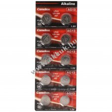Camelion AG13/LR44 V13GA GPA76 82 LR1154 357A gombelem 1,5V 110mAh 10db/csomag Alkaline