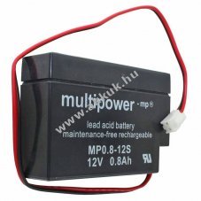 Multipower MP0.8-12S 12V 800mAh JST csatlakoz�s AGM �lom-zsel�s