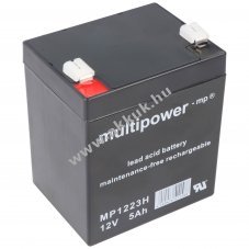 Multipower MP1223H 12V 5Ah Faston 6,3mm akku AGM �lom-zsel�s