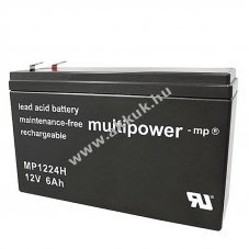 Multipower MP1224H 12V 6Ah Faston 6,3mm AGM akku �lom-zsel�s