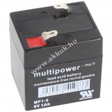 Multipower MP1-6 6V 1000mAh Faston 4,8mm akku AGM �lom-zsel�s