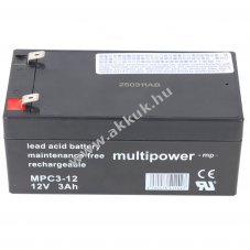 Multipower MP3-12C 12V 3000mAh 6,3mm Faston akku AGM �lom-zsel�s