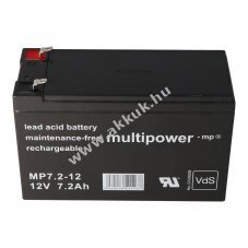 Multipower MP7.2-12 PB 12V 7,2Ah VdS Faston 4,8mm akku AGM �lom-zsel�s