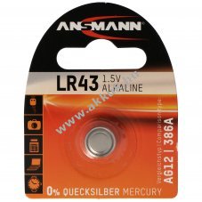 Panasonic LR43 alk�li gombelem 1,5V 70mAh