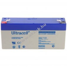 Ultracell �lom akku 6V 3,4Ah Faston 4,8mm