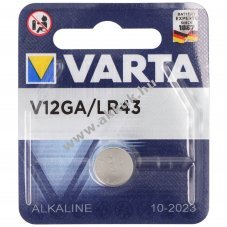 Varta V12GA LR43 LR1142 186 84 gomb gombelem