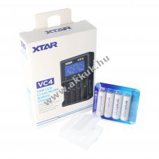 XTAR VC4 gyorst�lt� 4db Panasonic eneloop Standard BK-3MCC1 AA NiMH akkuval