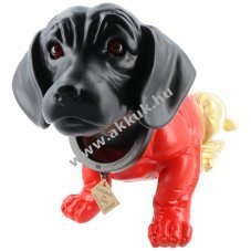 Eredeti Rakso Wackeldackel Deutschland nagy 30cm x 18,5cm fekete-piros-arany Made in Germany