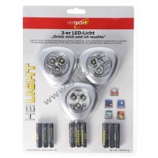 Heitech mini LED-l�mpa 3db/csomag nyomd meg �s vil�g�t vezet�k n�lk�li elemekkel egy�tt