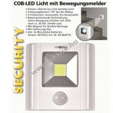 Heitech mozg�s�rz�kel� COB-LED vil�g�t�ssal, automata �s be-/kikapcsol�, id�z�t�, 3xAAA (mikro) LR03