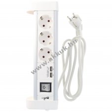 3-as asztali eloszt� 2 USB t�lt�aljzattal gyermekv�delemmel Schuko dug�val