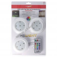 Heitech 3db/csomag LED al�vil�g�t�s t�vir�ny�t�val, 3x AAA �s 1x CR2025 elem
