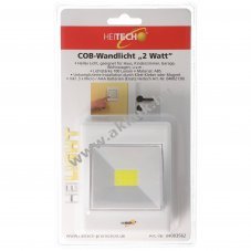 Heitech COB fali l�mpa 2W 100lm vezet�k n�lk�li 3xAAA (mikro) elemekkel feh�r