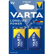 Varta alk�li 9V 6LR61 Longlife Power 2db/csomag