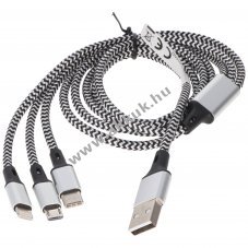 Heitech univerz�lis 3in1 t�lt�k�bel Apple/USB-C/Micro-USB 1m 5V 2A TPE alum�nium