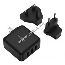 Ansmann USB t�lt� Travel Charger TC315 3x USB-A 15W cser�lhet� US/UK/EU dug�