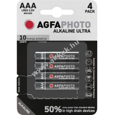 Agfaphoto alk�li AAA (LR03) 1.5V Ultra 4db/csomag hagyom�nyos elem