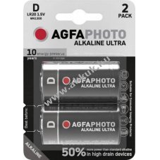 Agfaphoto Alkaline elem, Mono, D, LR20, 1,5 V Ultra, kiskereskedelmi bubor�kcsomagol�s