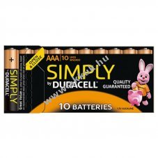 Duracell hagyom�nyos elem AAA (mikro) LR03 10db/csomag kartondoboz alk�li
