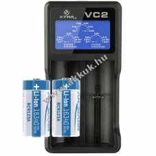 Helyettes�t� akku CR123A 16340 3,7V 800-850mAh 2db/csomag USB t�lt� LCD Li-Ion