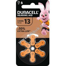 Duracell hall�k�sz�l�k elem 13 1.4V Easy Tab 6db/csomag Zinc Air