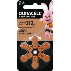 Duracell hall�k�sz�l�k elem 312 1.4V Easy Tab 6db/csomag Zinc Air