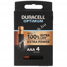 Duracell Optimum AAA (mikroelem) alk�li 1.5V 4db/csomag