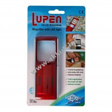 Nagy�t� LED vil�g�t�ssal 3x nagy�t�s piros 2db l�tium elem CR1130 csomag