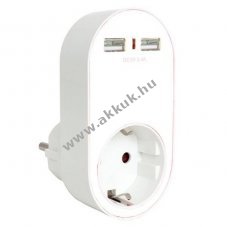 V�d��rintkez�s fali aljzat 16A 2x USB 2400mA feh�r
