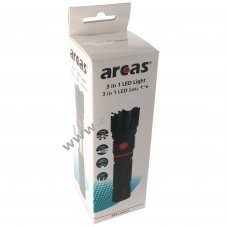 Arcas 3 az 1-ben LED zsebl�mpa fekete alu h�z kih�zhat� COB feh�r+piros f�ny extra er�s m�gnes