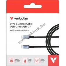 Verbatim USB-C t�lt�k�bel 1,2m 100W fekete