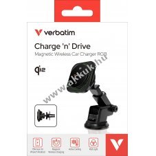 Verbatim vezet�k n�lk�li t�lt� aut�hoz Qi2 m�gneses 15W USB-C 1m fekete