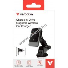 Verbatim vezet�k n�lk�li t�lt� aut�ba 15W m�gneses RGB USB-C k�bel 1m fekete