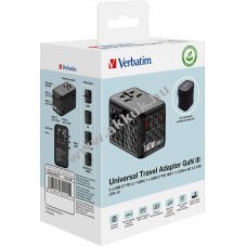 Verbatim univerz�lis utaz� t�lt� GaN III 140W 1x USB-A QC 3x USB-C PD fekete