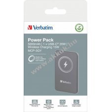Verbatim akku powerbank 5.000mAh MCP-5GN Magnetic Wireless USB-C QC-PD 3.0 Li-Polymer
