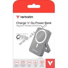 Verbatim Charge'n'Go akku powerbank 10000mAh Wireless USB-C QC-PD 3.0 1db/csomag Li-Polymer