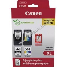 Eredeti Canon nyomtat�fej Kombipack PG-560XL/CL-561XL fekete/sz�nes 50db fot�pap�r 10x15cm