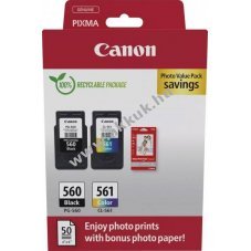 Eredeti Canon nyomtat�fej kombin�lt csomag PG-560/CL-561 fekete/sz�nes +50lap 10x15cm fot�pap�r
