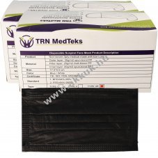 100db/csomag Orvosi seb�szi maszk T�pus IIR 3 r�teg� fekete DIN EN 146832019+AC2019(E)